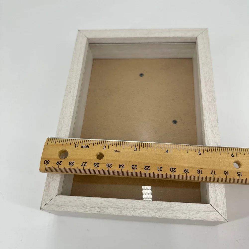 Light Wash Wood Grain Shadow Box Picture Frame 4x6 Tabletop Wall Mount Decor